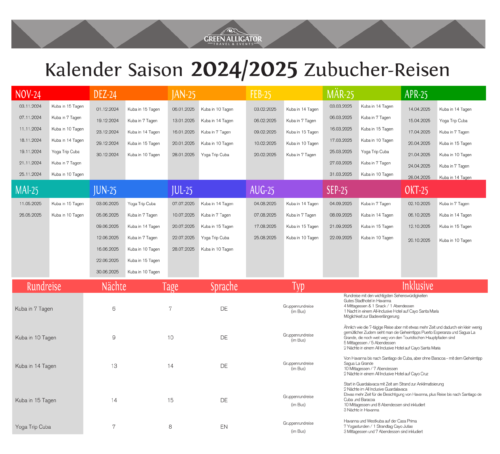Kalender Saison 2024/2025